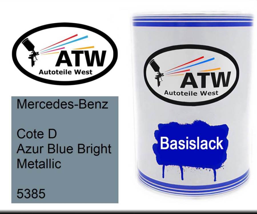 Mercedes-Benz, Cote D Azur Blue Bright Metallic, 5385: 500ml Lackdose, von ATW Autoteile West.